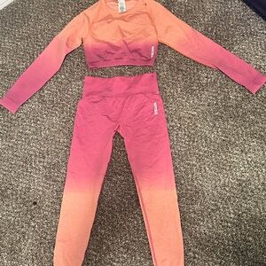 Gym Shark Pink and Orange Ombre Activewear Set